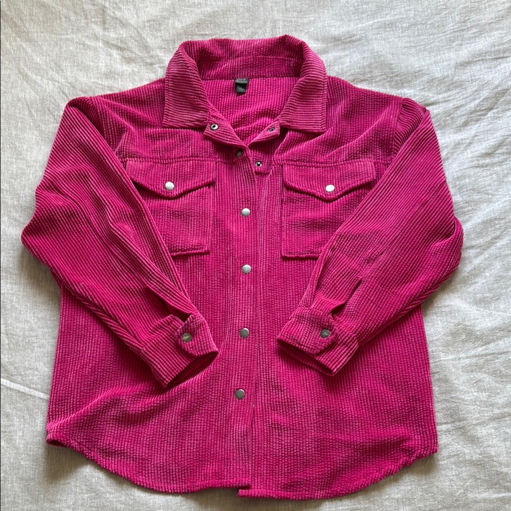 Wild Fable Vibrant Pink Corduroy Button-Up Shacket